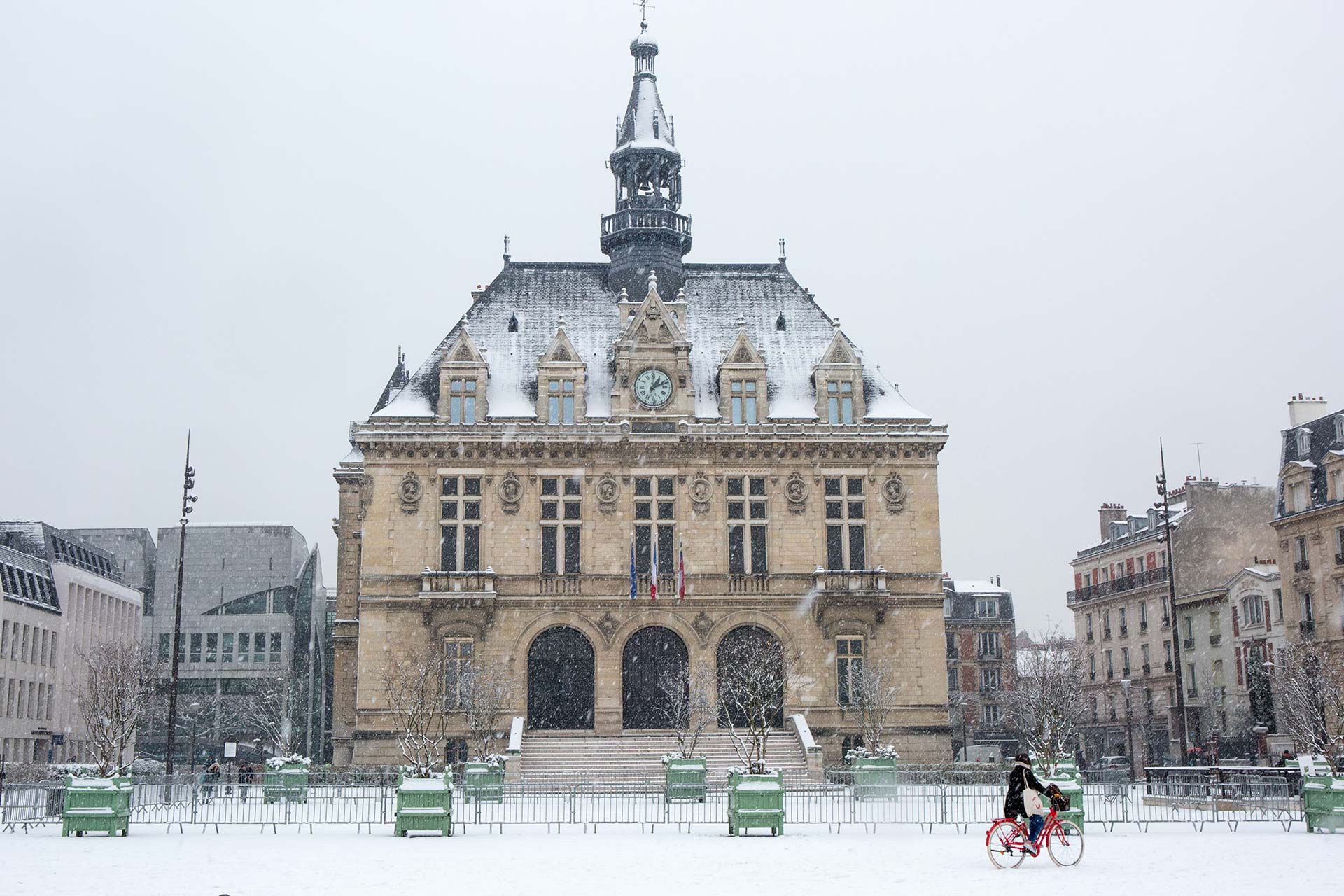 Vincennes sous la neige, mairie de Vincennes