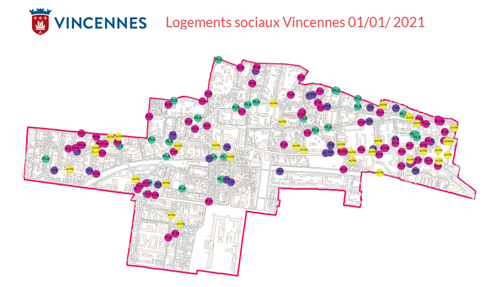 Carte des logements sociaux à Vincennes