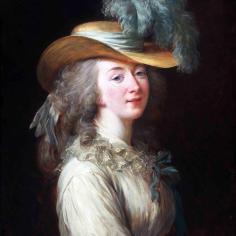 tableau Jeanne du barry portant un gros chapeau à plumes
