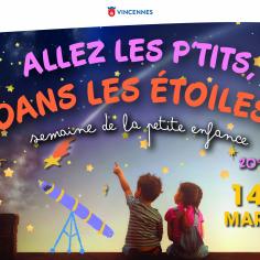 on y voit deux enfants contemplant le ciel dans lequel il y a des étoiles