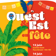 affiche colorée avec un perroquet