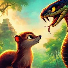 Animation d'une mangouste et d'un serpent dans la jungle