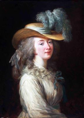 tableau Jeanne du barry portant un gros chapeau à plumes