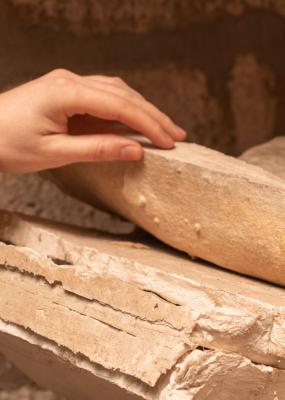 Photo d'une main sur une pierre