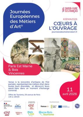 une affiche bleu blanche et rouge avec un pèle mèle d'ouvre d'art