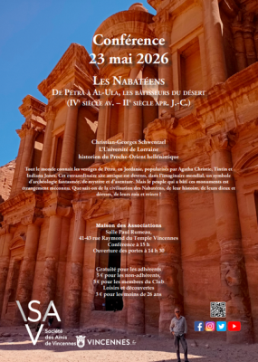 affiche de la conférence, en fond une photo de bâtiments anciens