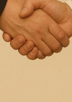 on y voit veux homme se serrant la main