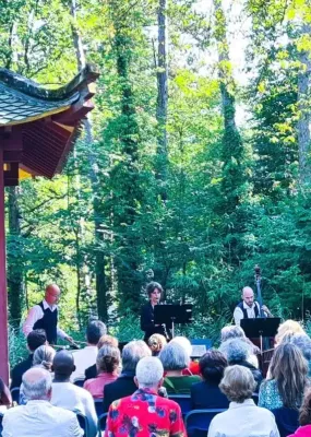 des personnes donnent un concert dans le bois de Vincennes
