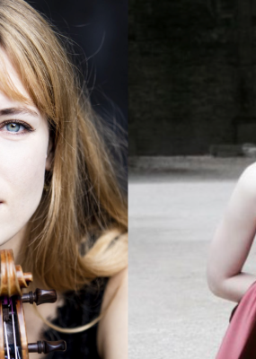 Deux artistes sur deux photos différentes tiennent des instruments à vents