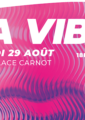 une bouche en forme d'ondes de couleurs bleu et rose