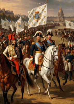 Tableau de chevaliers anciens posant devant la toile