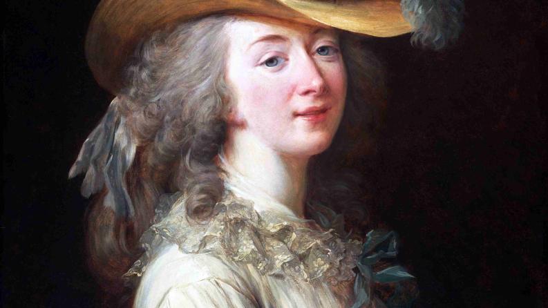 tableau Jeanne du barry portant un gros chapeau à plumes