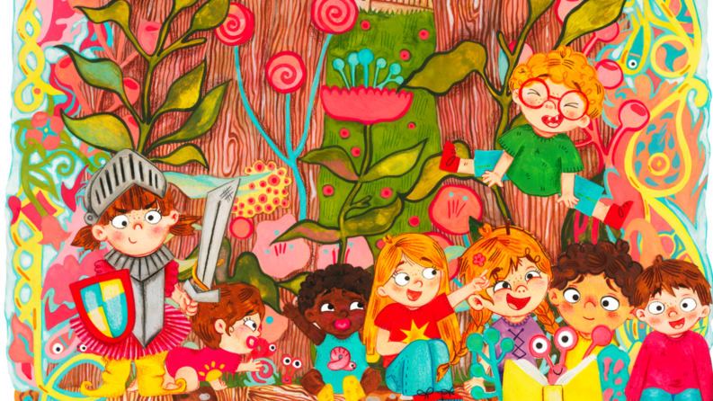 Dessins avec des enfants heureux