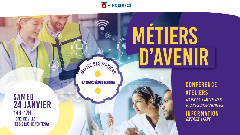 Visuel métier d'avenir avec photos de jeunes ingénieurs