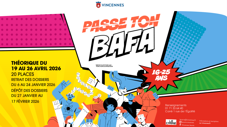 visuel coloré du BAFA avec des jeunes