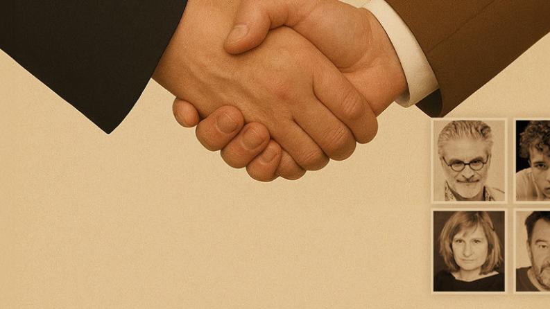 on y voit veux homme se serrant la main