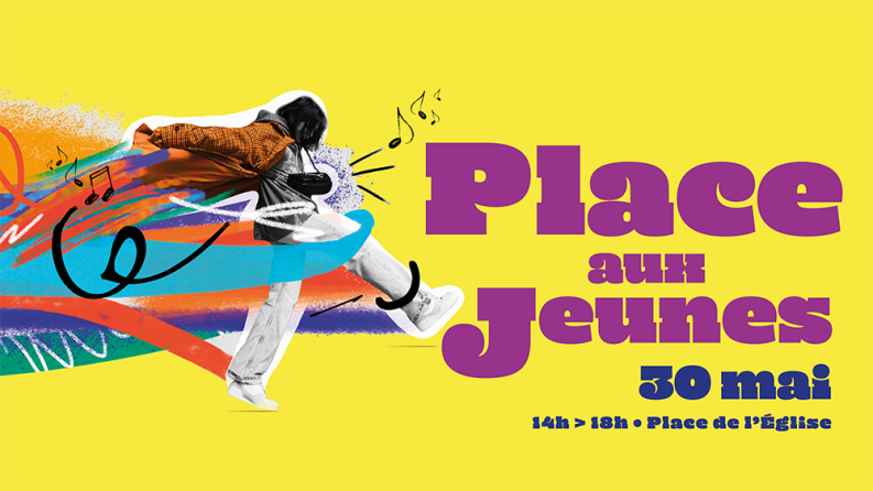 affiche avec un fond jaune et un jeune qui break dance