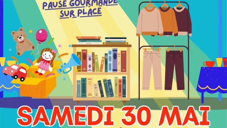 affiche officielle avec des illustrations de livres et de vêtements