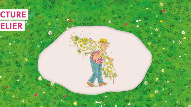 une illustration d'un vieil homme qui tient un sac avec des herbes
