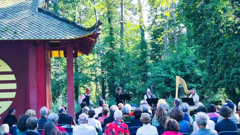 des personnes donnent un concert dans le bois de Vincennes