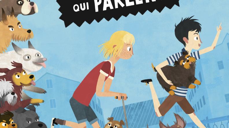 affiche officielle du fil ou ont voit deux personnages fuir des chiens qui parlent