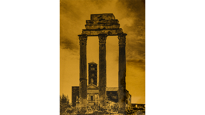 illustration d'un bâtiment ancien en noir