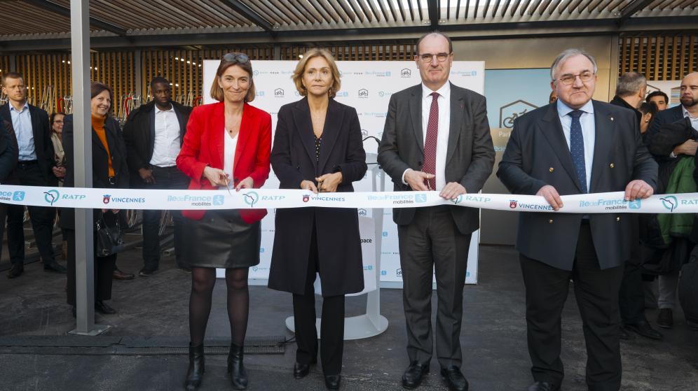 Inauguration des stationnement Veligo par Jean Castex Valérie Pécresse et Charlotte Libert