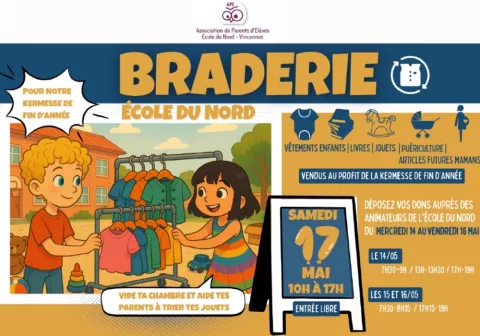 affiche - braderie de l'ecole du nord
