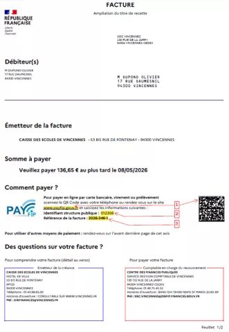 une facture des impôts